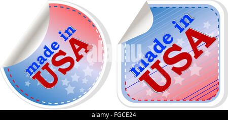 Autocollants label tag icon set - made in USA Banque D'Images