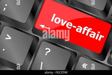 Love-affaire touche clavier ou sur internet montrant concept Banque D'Images