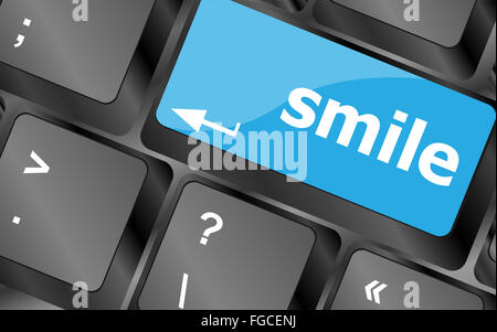 Clavier de l'ordinateur avec smile mots clés - concept d'affaires sur Banque D'Images