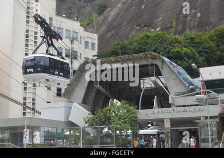 La station de téléphérique de Sugarloaf Mountain, Urca, Rio de Janeiro, Brésil Banque D'Images