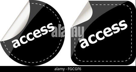 Autocollants d'accès noir situé sur le bouton-icône, blanc Banque D'Images