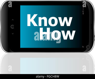 Smart phone avec savoir comment word Banque D'Images