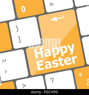 Joyeuses Pâques bouton texte sur les touches du clavier Banque D'Images