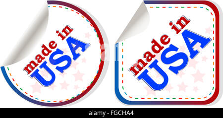 Autocollants set Made in USA, l'icône web Banque D'Images