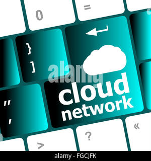 Réseau concept cloud mots sur le bouton du clavier Banque D'Images