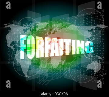 Le forfaitage mot sur digital touch screen Banque D'Images