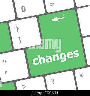 Mots sur les touches du clavier sur les changements Banque D'Images