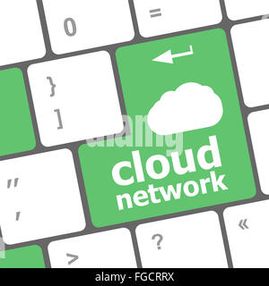 Réseau concept cloud mots sur le bouton du clavier Banque D'Images
