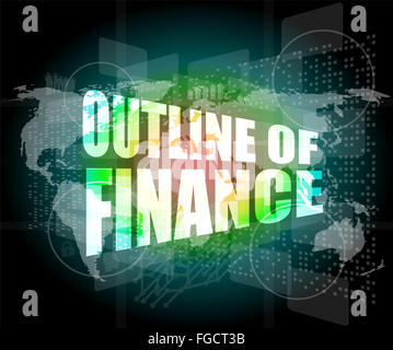 Aperçu des finances mots on digital touch screen interface Banque D'Images