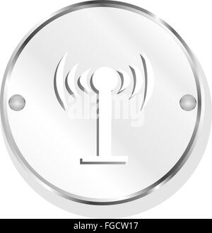 Symbole Wifi icône (bouton) isolé sur fond blanc Banque D'Images