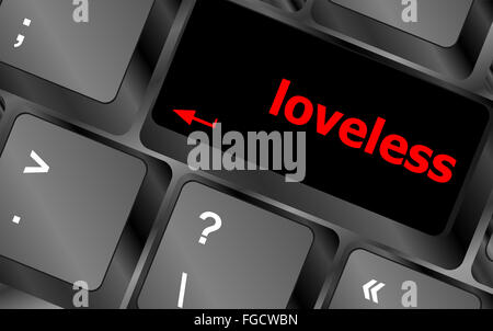 Loveless sur clavier ou clé montrant internet concept Banque D'Images