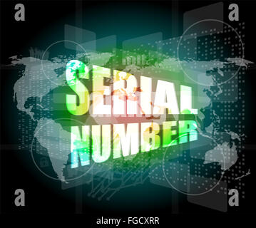 Numéro de série sur l'écran tactile numérique Banque D'Images