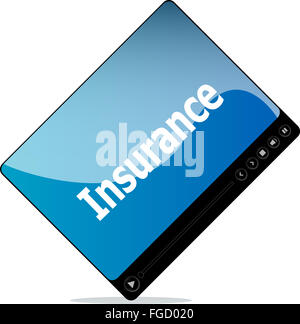 Media player vidéo pour le web avec l'assurance mot Banque D'Images