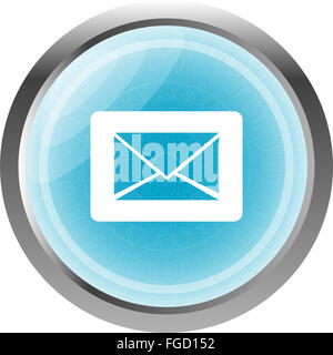 Enveloppe poste icône sur le bouton brillant isolated on white Banque D'Images