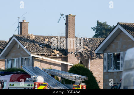 Fuite de gaz présumée explosion dans une chambre à springwood haxby road près de York de lourds dégâts causés aux propriétés voisines 63 year old man tués Banque D'Images