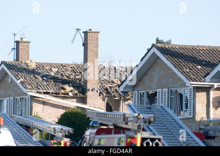 Fuite de gaz présumée explosion dans une chambre à springwood haxby road près de York de lourds dégâts causés aux propriétés voisines 63 year old man tués Banque D'Images