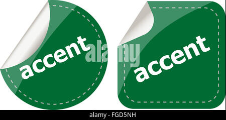 Autocollants d'accent mis sur le bouton-icône, blanc Banque D'Images