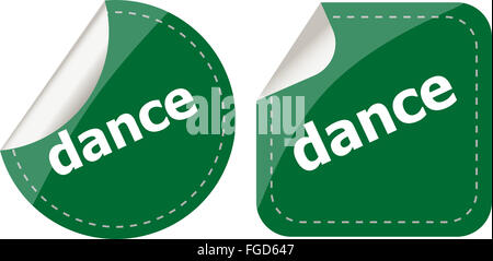 Mot de danse sur des autocollants bouton web set, label, icône Banque D'Images