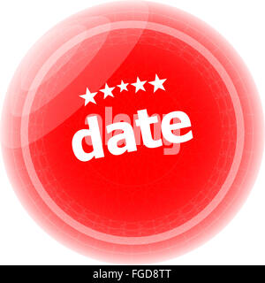 Date mot rouge bouton web, label, icône Banque D'Images