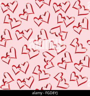 Fond d'écran vectoriel continu lié de cœurs. Illustration de Vecteur
