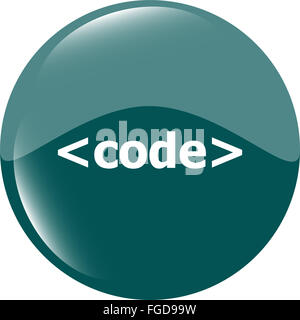 L'icône de signature de code. Symbole de langage de programmation. Boutons de cercles Banque D'Images