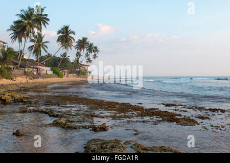 Les récifs côtiers à marée basse, Hikkaduwa, au Sri Lanka, en Asie du Sud Banque D'Images