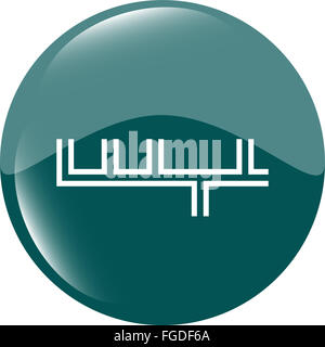 Icône Apps. abstract signe sur le bouton web isolated on white Banque D'Images