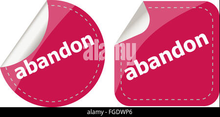 Abandonner word autocollants set bouton icône isolated on white Banque D'Images