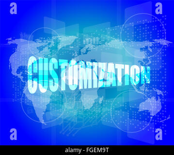 Mot de personnalisation sur écran tactile binaire numérique Banque D'Images