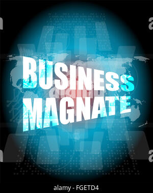 Magnat des affaires mots sur digital touch screen Banque D'Images