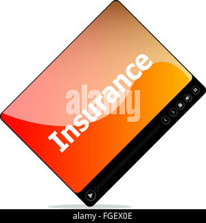 Media player vidéo pour le web avec l'assurance mot Banque D'Images