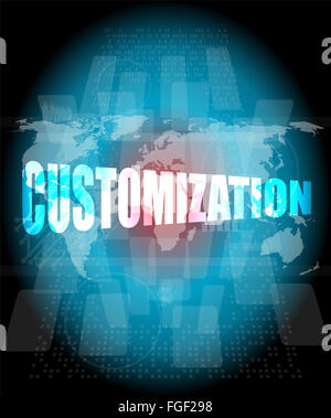 Mot de personnalisation sur écran tactile binaire numérique Banque D'Images