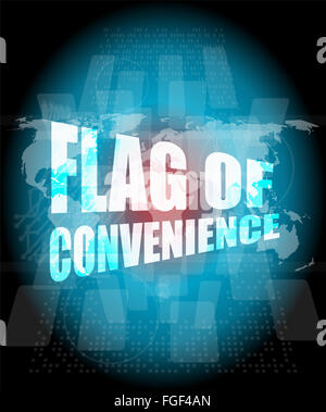 Pavillon de complaisance mot sur digital touch screen Banque D'Images