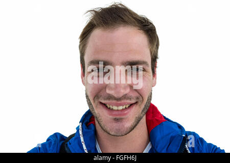 Vue rapprochée d'un backpacker smiling Banque D'Images