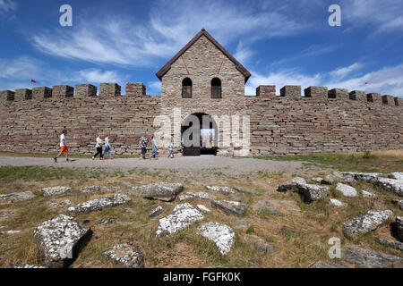 Village fortifié médiéval reconstruit la forteresse de Eketorp, Oland, au sud-est de la Suède, Suède, Scandinavie, Europe Banque D'Images