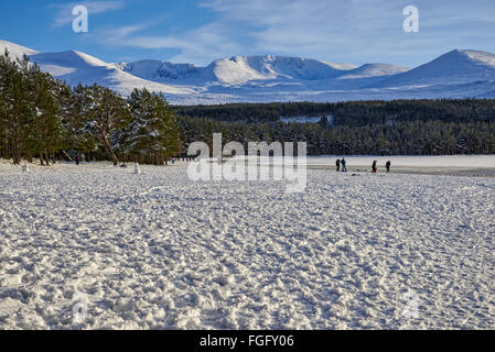 Le Loch Morlich (en gaélique écossais, le Loch Mhùrlaig) est un loch d'eau douce dans la région de Badenoch et Strathspey Highland, Scotland Banque D'Images