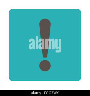 Signe d'exclamation et plat gris couleurs cyan bouton arrondi Banque D'Images