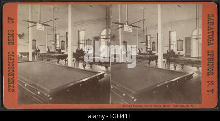 Salon de billard, United States Hôtel. Saratoga, N.Y, à partir de Robert N. Dennis collection de vues stéréoscopiques Banque D'Images