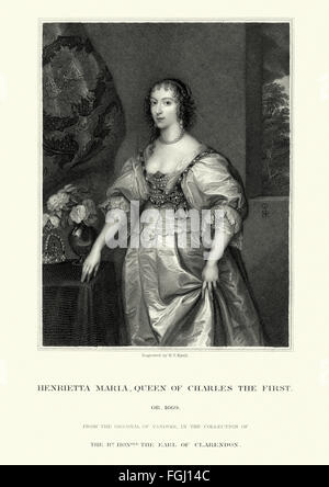 Portrait d'Henrietta Maria de France 1609 à 1669, reine consort d'Angleterre, d'Écosse et d'Irlande en tant qu'épouse du roi Charles Banque D'Images