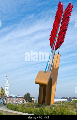 Cupid's Span, San Francisco, vu de derrière, avec le Ferry Building en arrière-plan Banque D'Images