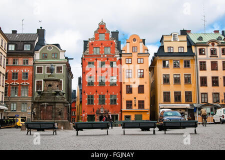 Stortorget petite place publique à Gamla Stan, la vieille ville dans le centre de Stockholm, en Suède. Banque D'Images