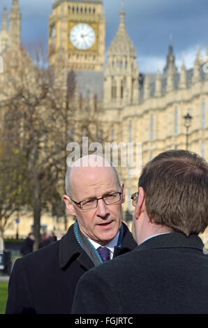 19ème Londres John Swinney Février MSP (SNP) vice-premier ministre de l'Écosse et secrétaire du Cabinet pour la finance, à Londres pour des entretiens avec le gouvernement britannique au sujet d'un cadre financier des pouvoirs dévolus à l'Écosse. Banque D'Images