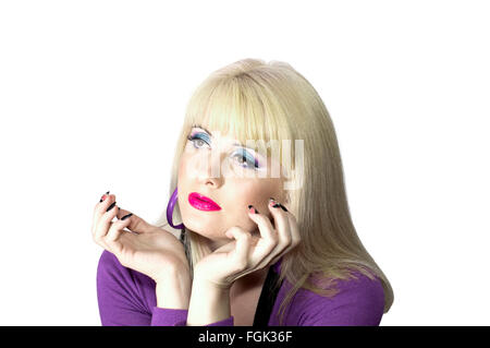 Portrait de la brillante et belle femme d'un maquillage, d'isoler Banque D'Images
