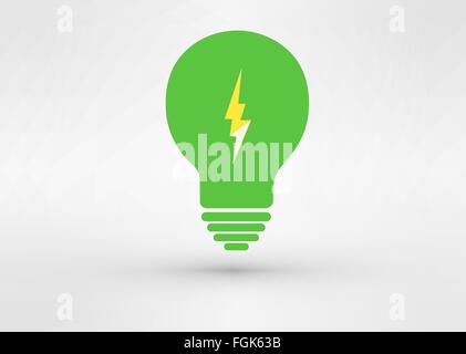 Un beau symbole de l'énergie verte logo vector avec lightning Illustration de Vecteur