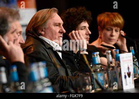 Gérard Depardieu et Vincent Lacoste durant la 'Saint Amour' conférence de presse au 66e Festival International du Film de Berlin / Berlinale 2016 le 19 février 2016 à Berlin, Allemagne. Banque D'Images