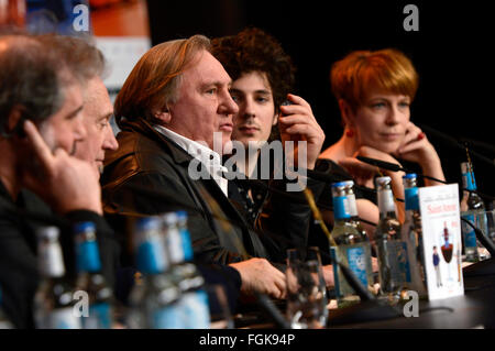 Gérard Depardieu et Vincent Lacoste durant la 'Saint Amour' conférence de presse au 66e Festival International du Film de Berlin / Berlinale 2016 le 19 février 2016 à Berlin, Allemagne. Banque D'Images