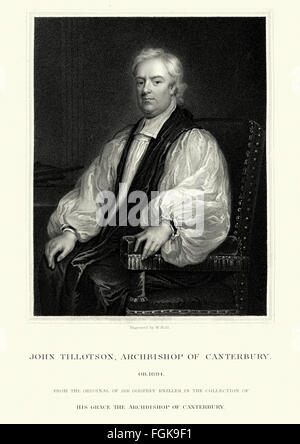 Portrait de John Tillotson 1630 à 1694 a été l'archevêque anglican de Cantorbéry de 1691 à 1694. Banque D'Images