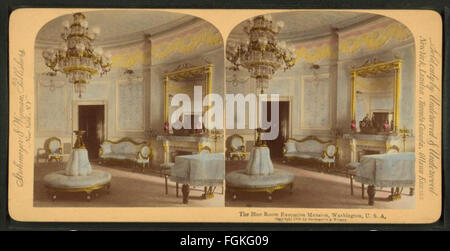 La Chambre Bleue Executive Mansion, Washington, Etats-Unis, de Robert N. Dennis collection de vues stéréoscopiques Banque D'Images