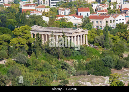 Athènes, Grèce - Octobre 8, 2015 : Temple d'Héphaïstos de aréopage hill. Banque D'Images