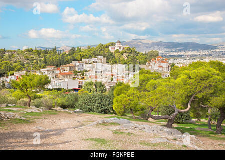 Athènes, Grèce - Octobre 8, 2015 : Perspectives de l'acropole d'aréopage hill. Banque D'Images